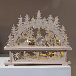 Scène Lumineuse Village De Noël à Piles Blanc Chaud