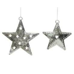 Lot De 2 étoiles De Noël Metalia Argent