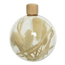 Lot De 3 Boules De Noël En Verre (D80 Mm) Herbes Séchées Transparent