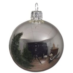 Lot De 4 Boules De Noël En Verre (D100 Mm) Arctique Brillantes Argent