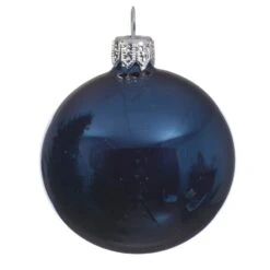Lot De 4 Boules De Noël En Verre (D100 Mm) Arctique Brillantes Bleu Nuit