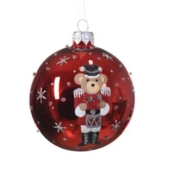 Lot De 6 Boules De Noël (D80 Mm) En Verre Ourson Casse Noisette Rouge -Village de Noel set de 6 boule verre brillant casse noisettes ours 129141 1685710560