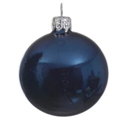 Lot De 6 Boules De Noël En Verre (D80 Mm) Arctique Brillantes Bleu Nuit