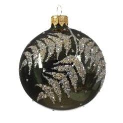 Lot De 6 Boules De Noël (D80 Mm) En Verre Fégy Vert Sapin -Village de Noel set de 6 boule verre brillant feuille fougere 129069 1685714091