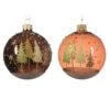Lot De 6 Boules De Noël (D80 Mm) En Verre Lépi Brun Café -Village de Noel set de 6 boule verre brillant translucide sapins 129105 1685714396