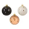 Lot De 6 Boules De Noël (D80 Mm) En Verre Lumia Noir -Village de Noel set de 6 boule verre email brillant transparent pois paillettes 129001 1685712812