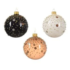 Lot De 6 Boules De Noël (D80 Mm) En Verre Lumia Noir