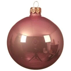 Lot De 6 Boules De Noël En Verre (D80 Mm) Arctique Brillantes Vieux Rose