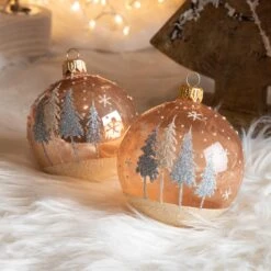 Lot De 6 Boules De Noël (D80 Mm) En Verre Pia Rose Pétillant