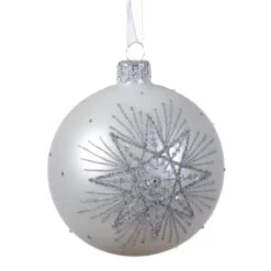 Lot De 6 Boules De Noël (D80 Mm) En Verre Polaris Blanc -Village de Noel set de 6 boule verre mat etoile polaire 129094 1685711483