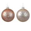 Lot De 6 Boules De Noël (D80 Mm) En Verre Cléa Perle Et Rose Pétillant -Village de Noel set de 6 boule verre mat flocon branche 129060 1685711586