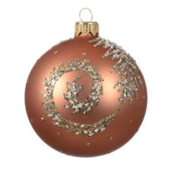 Lot De 6 Boules De Noël (D80 Mm) En Verre Esprit Rouge Cuivré