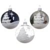 Lot De 6 Boules De Noël (D80 Mm) En Verre Nuit D'hiver -Village de Noel set de 6 boule verre translucide bril email sapins neige 129092 1685711026