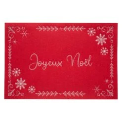 Set De Table Brodé Joyeux Noël Rouge