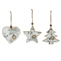 Lot De 3 Suspensions De Noël Flocon Blanc