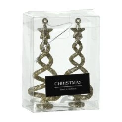 Lot De 2 Sapins De Noël à Suspendre Spirale Or