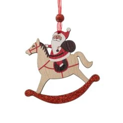 Père Noël à Suspendre Au Galop Rouge