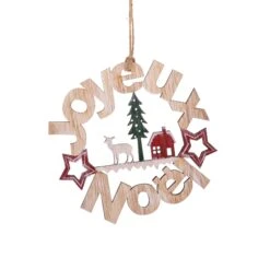 Suspension Couronne Joyeux Noël Naturel