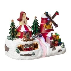 Village De Noël Lumineux Horloge