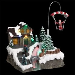 Village De Noël Lumineux Père Noël Parachuté