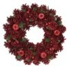 Couronne De Noël Décorée Pommes Rouge -Village de Noel wreath pine cones 34cm b 104314 1627567208